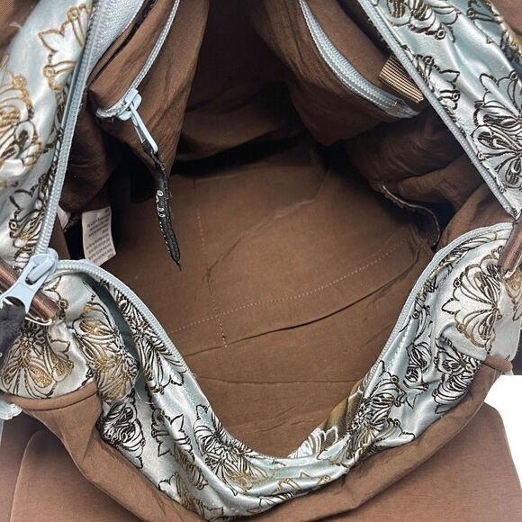 Petunia Pickle bottom embroidered Diaper bag larger BoxU Mint and brown - Picture 8 of 12